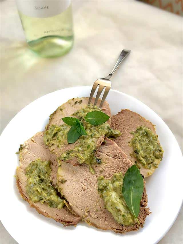 Oven Roasted Pork Loin with Mint And Spring Onions-Recipe