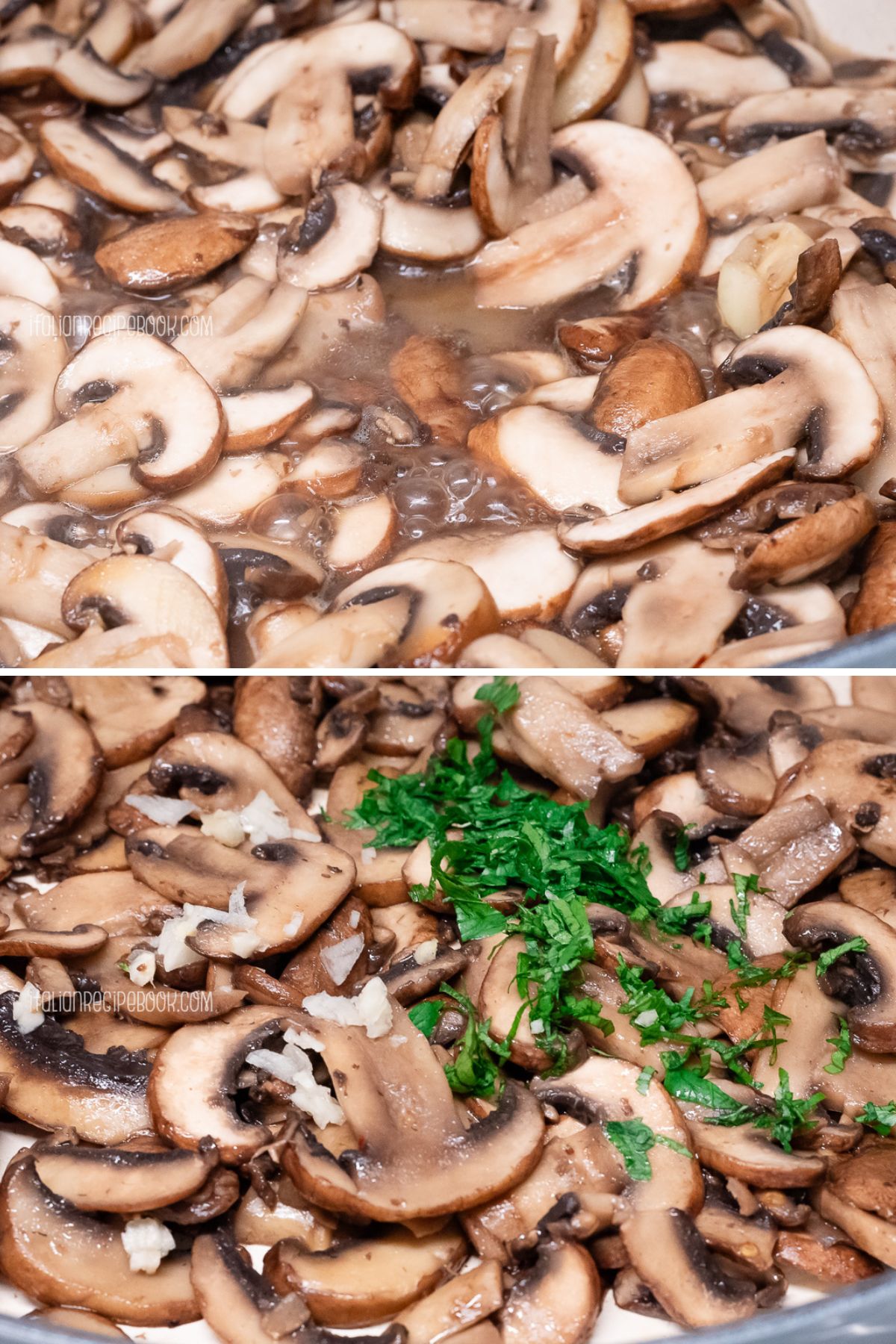 preparing sauteed mushrooms