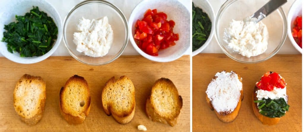 Crostini with Spinach,Ricotta & Cherry Tomatoes - Step4