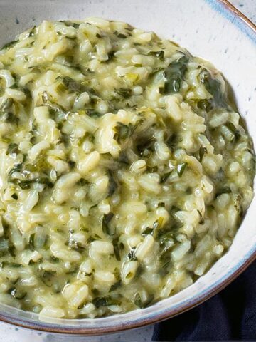 spinach risotto in a bowl