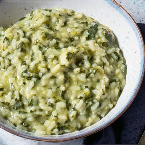 spinach risotto in a bowl