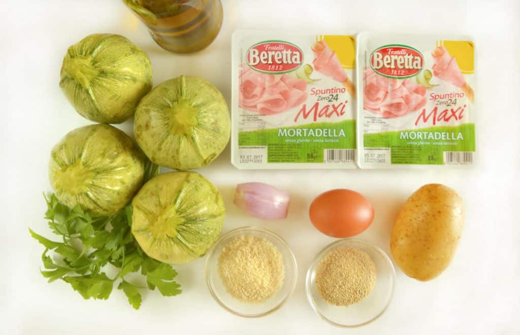 Round Zucchini Stuffed with Mortadella - Ingredients