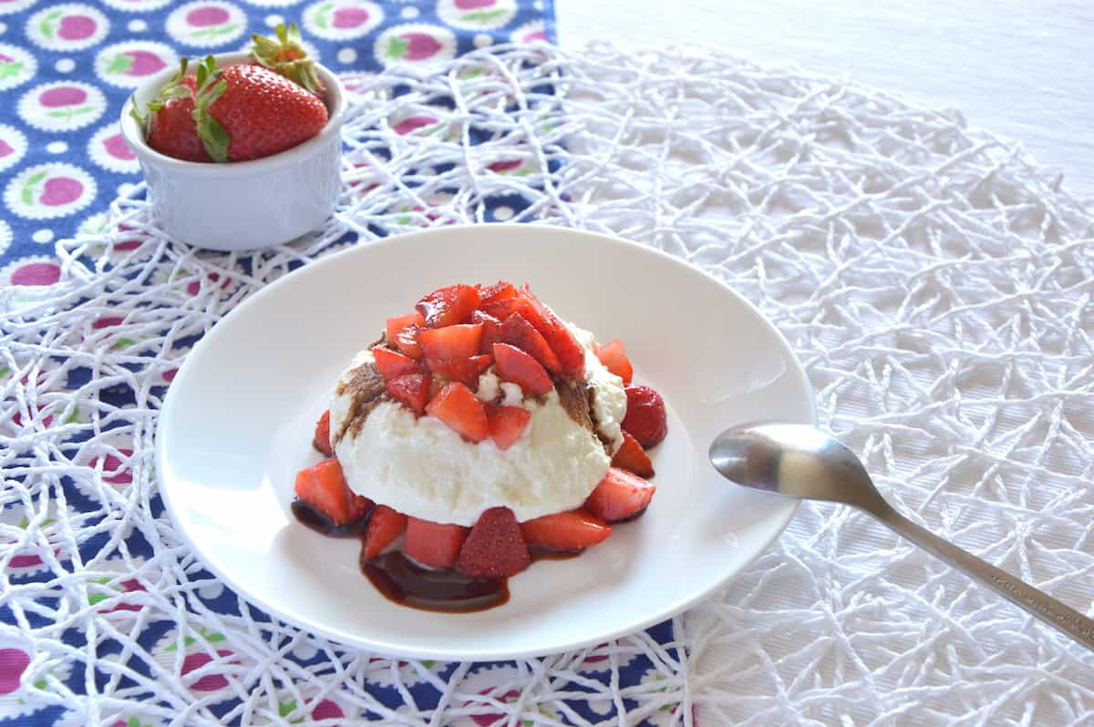 Strawberries Balsamic & Ricotta: 3 Ingredient No Bake Dessert
