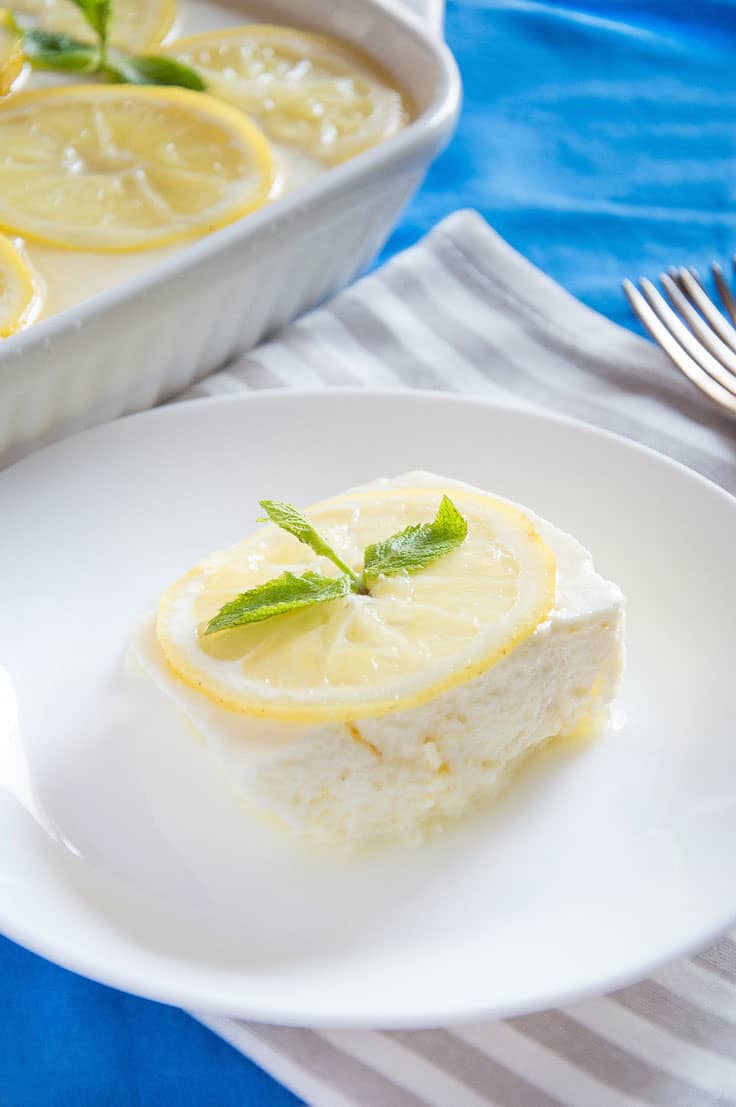 Mousse-like Italian Lemon Semifreddo with Fresh Mint Sauce