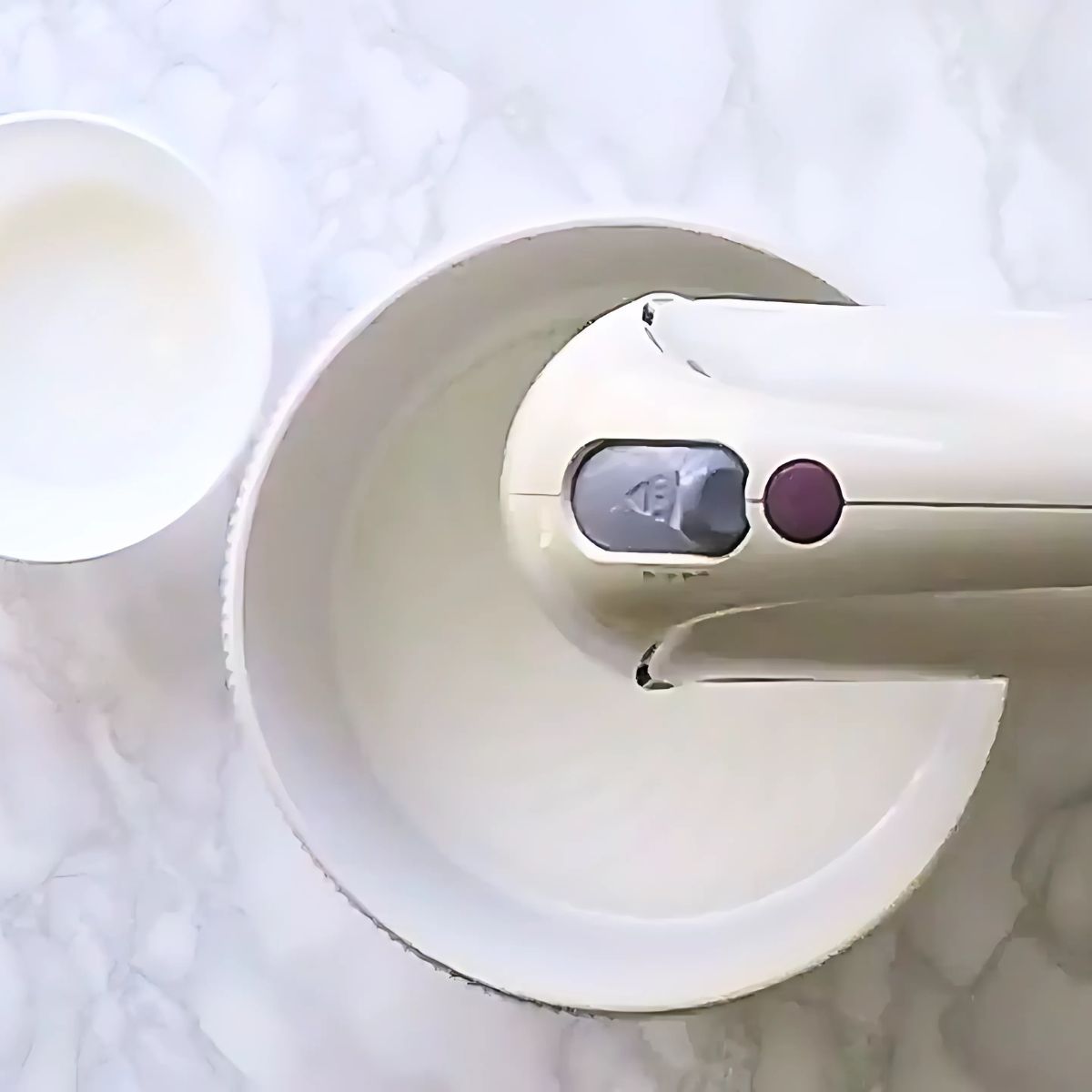 Foamy beaten egg whites.