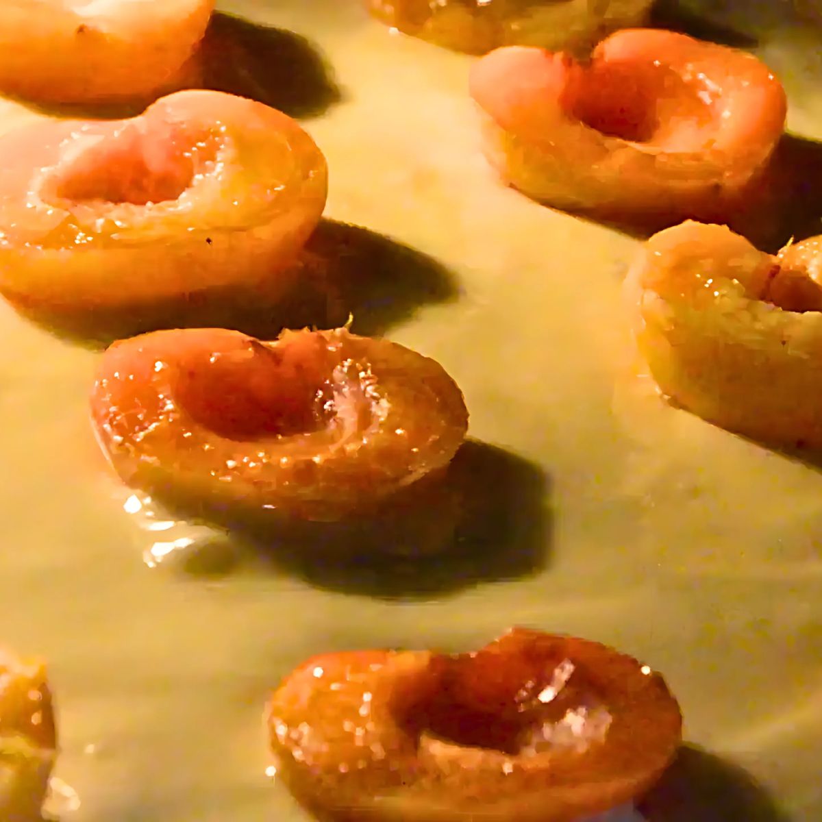 Apricot cake cooking in the oven.
