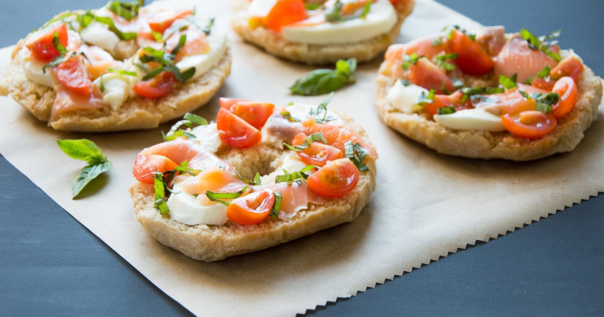 Friselle Pugliesi with Salmon, Mozzarella and Cherry Tomatoes