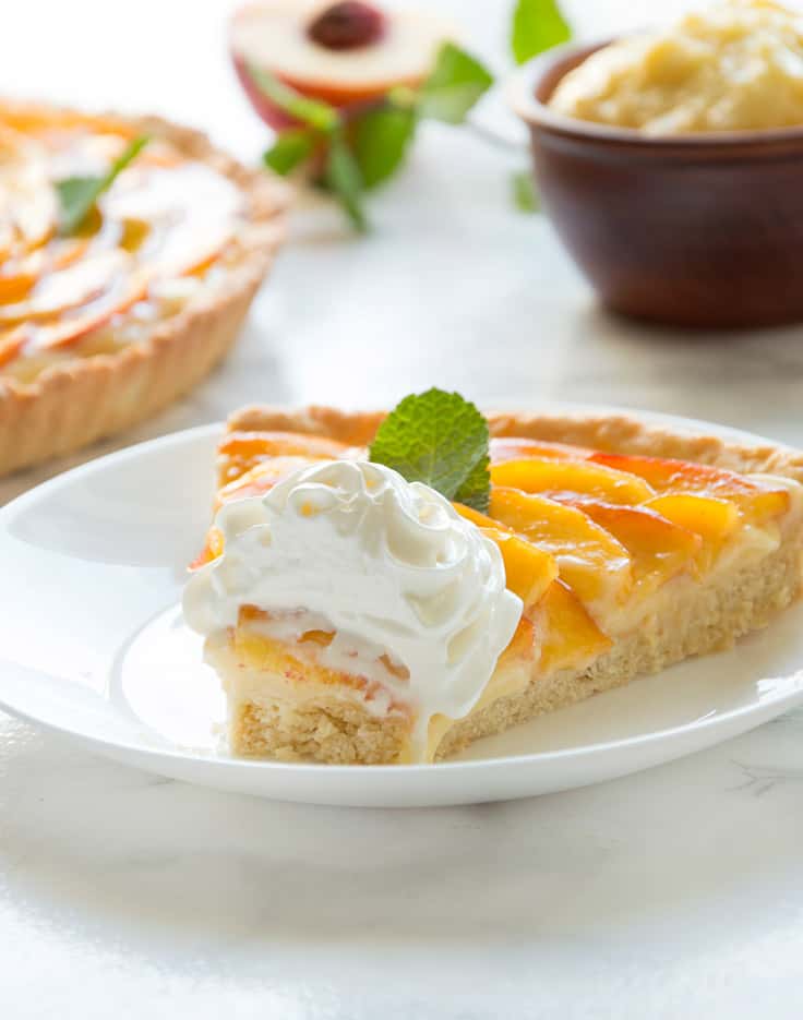 Fresh Peach Italian Crostata with Soft Vanilla Custard