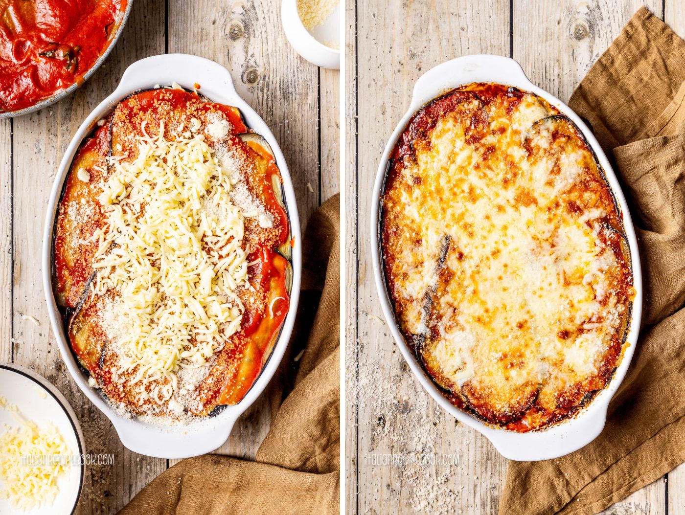 finishing layer of parmigiana di melanzane