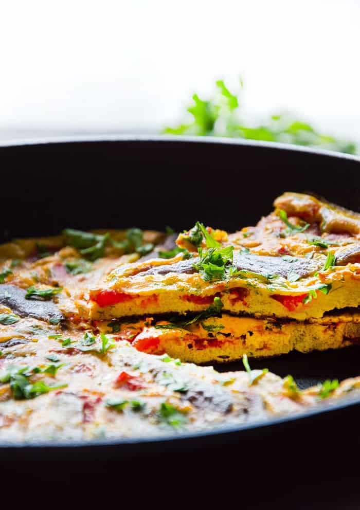 Briny Anchovy Frittata with Tomatoes