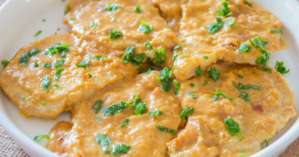 Boneless Pork Chops in Mascarpone Sauce