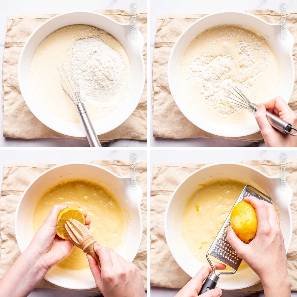 adding flour and lemon juice