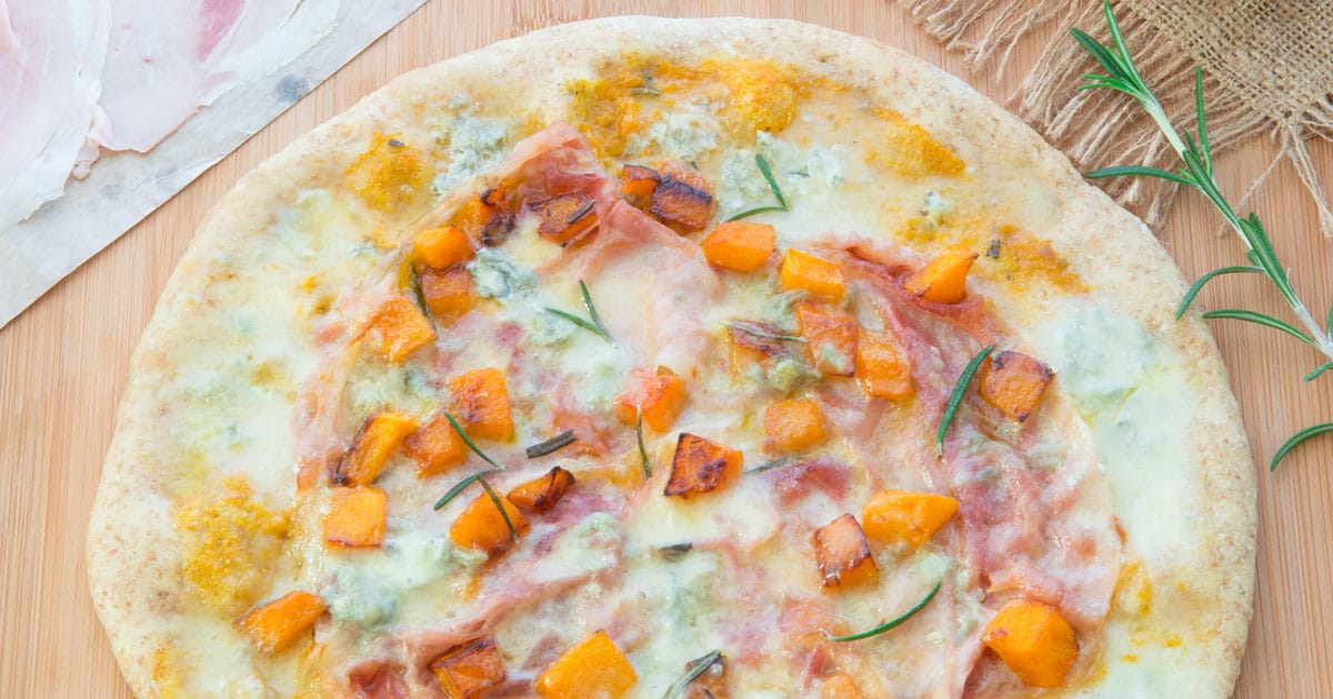 Pumpkin Pizza With Prosciutto & Gorgonzola Cheese