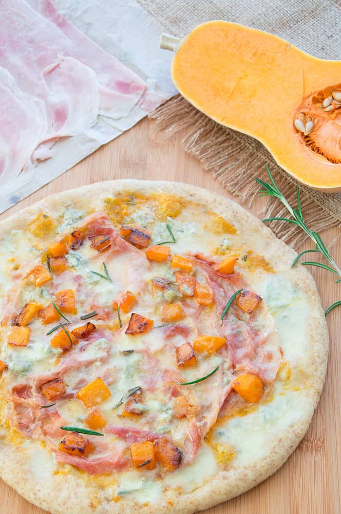 Pizza with Pumpkin and Gorgonzola Cheese [