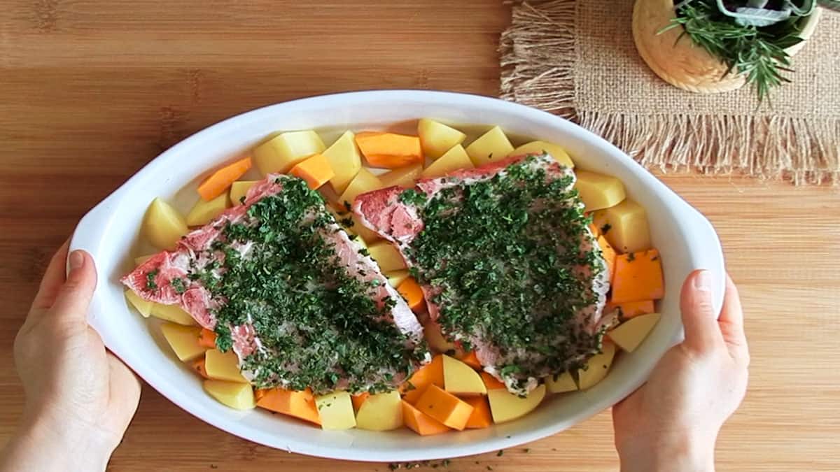 Pork Chop Casserole with Herbs, Pumpkin & Potatoes