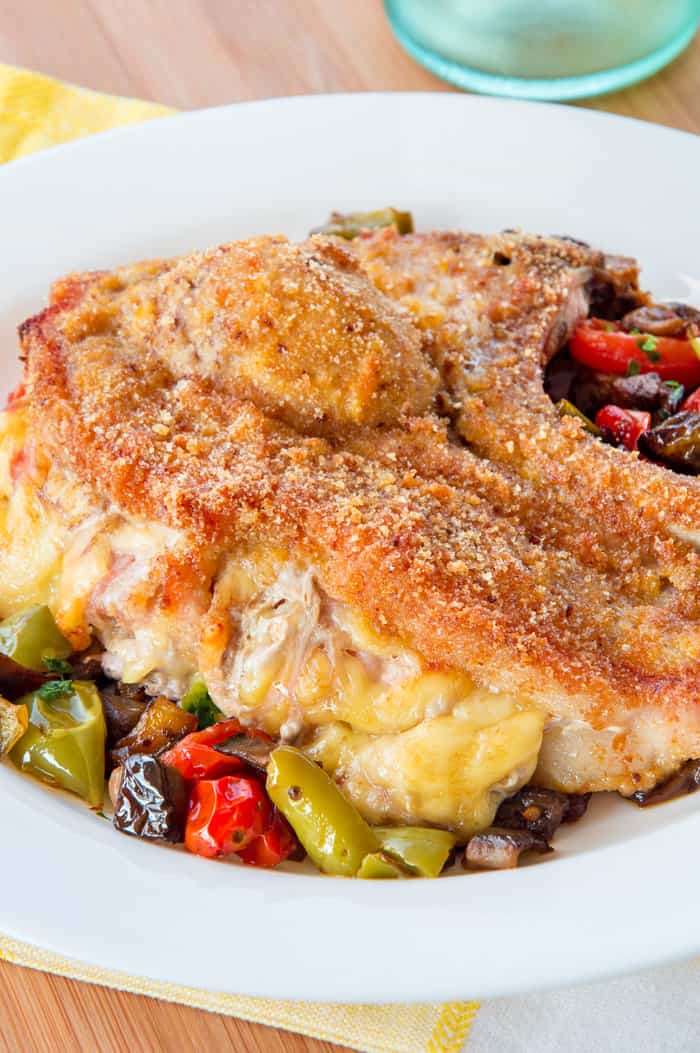 Breaded Pork Chops Stuffed with Ham & Cheese