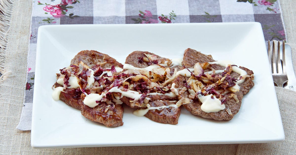 Minute Steaks with Radicchio and Asiago Cream Sauce