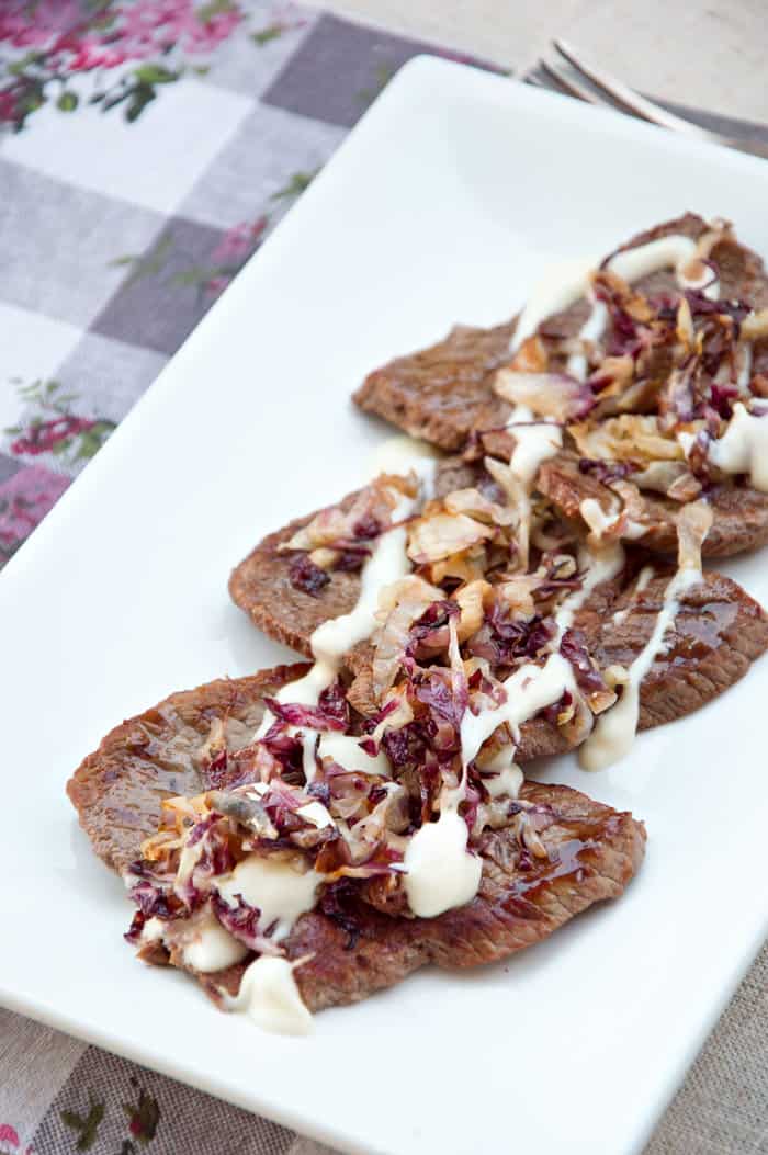 Minute Steaks with Radicchio and Asiago Cream Sauce