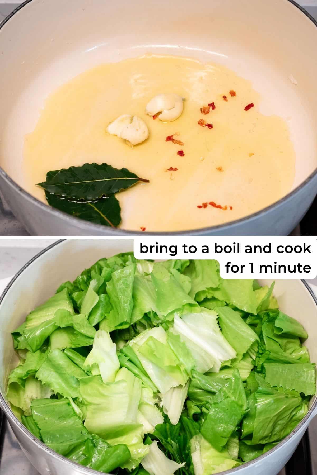 Starting making escarole and bean soup.