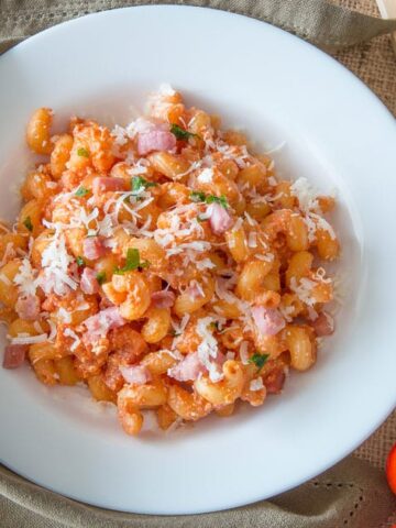 Cellentani With Bacon And Ricotta Tomato Sauce {Recipe}