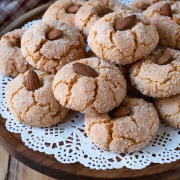 soft amaretti cookies on a tray