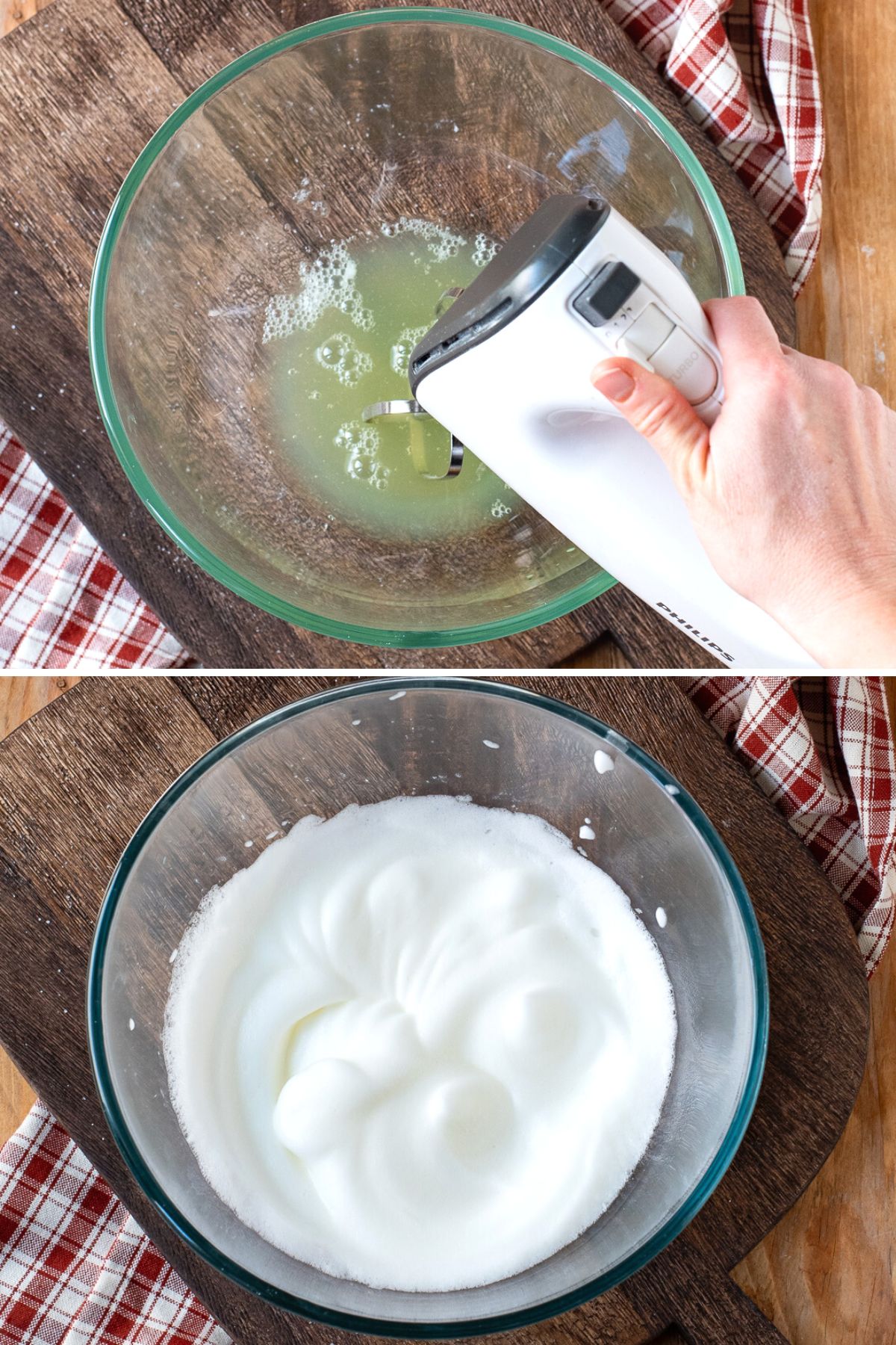 beating egg whites until stiff peaks