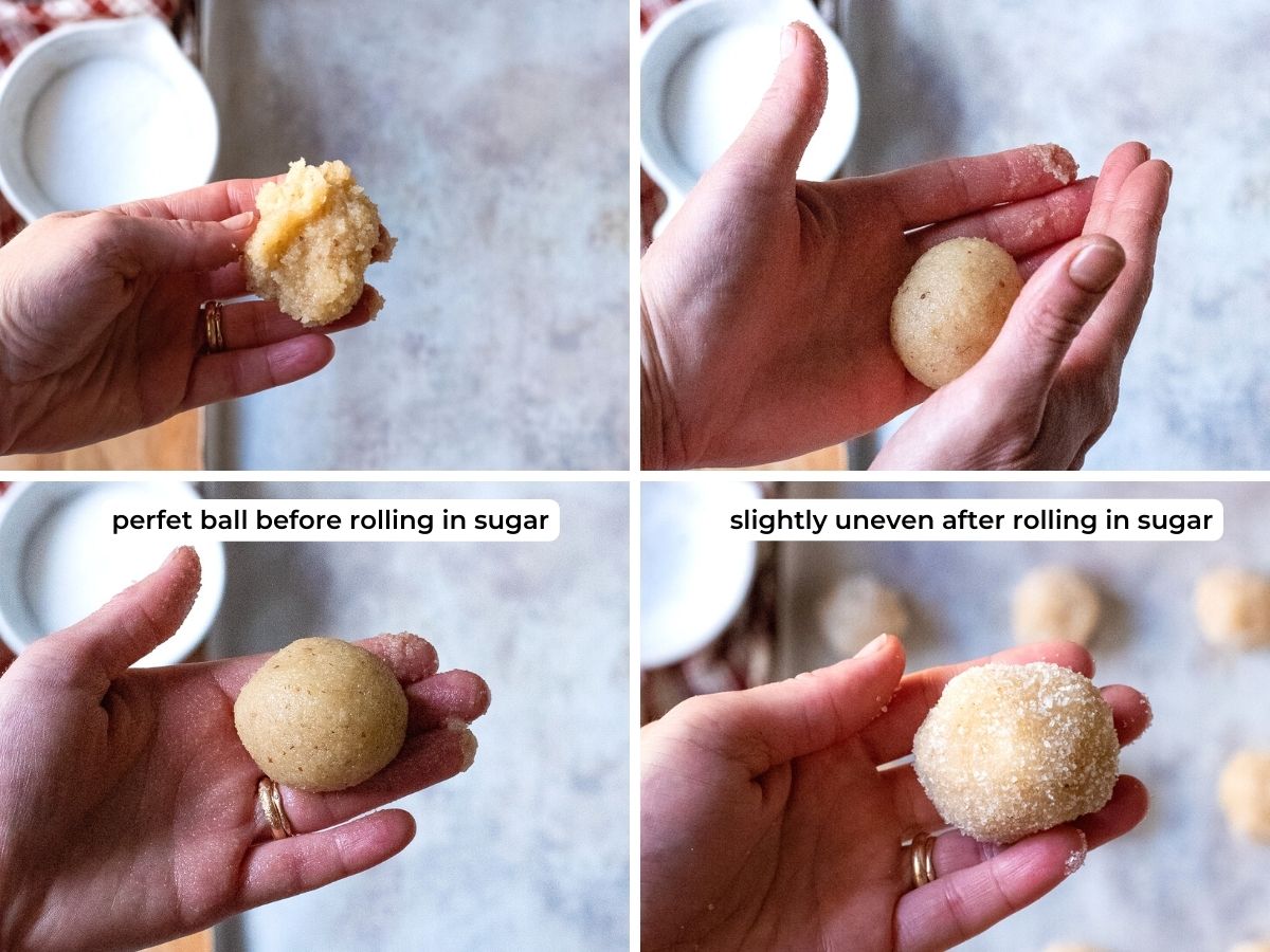 forming and rolling amaretti cookies