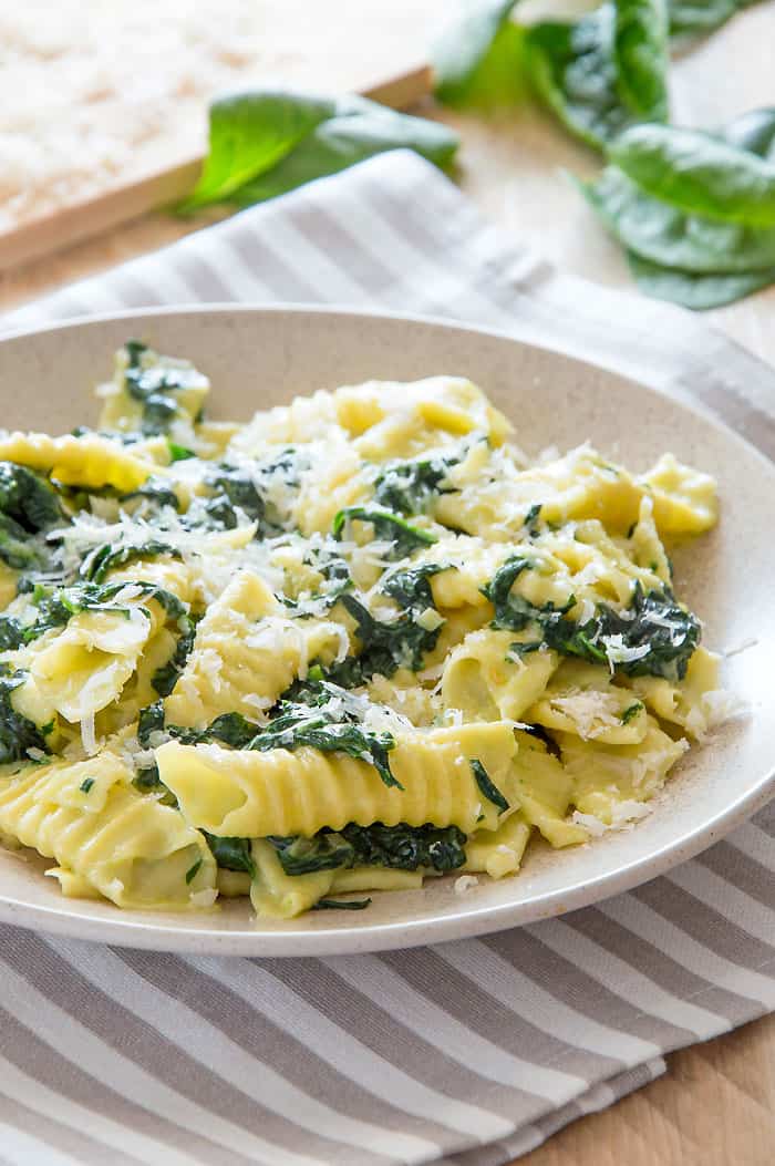 Garganelli Pasta WithCreamy Spinach Sauce {Recipe}