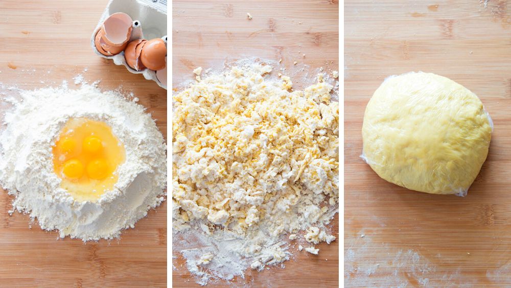 making egg pasta dough step by step