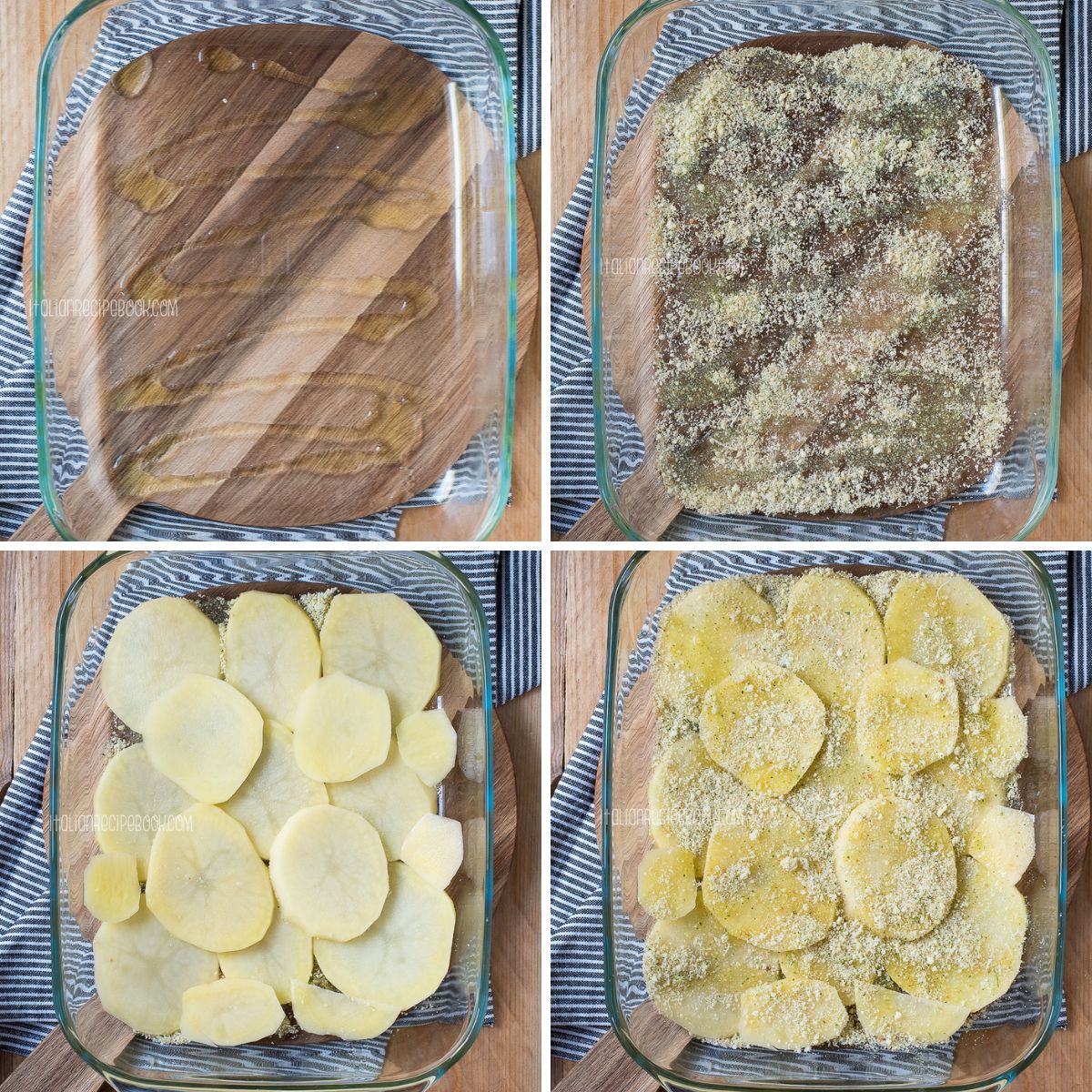 assembling artichoke and potato casserole