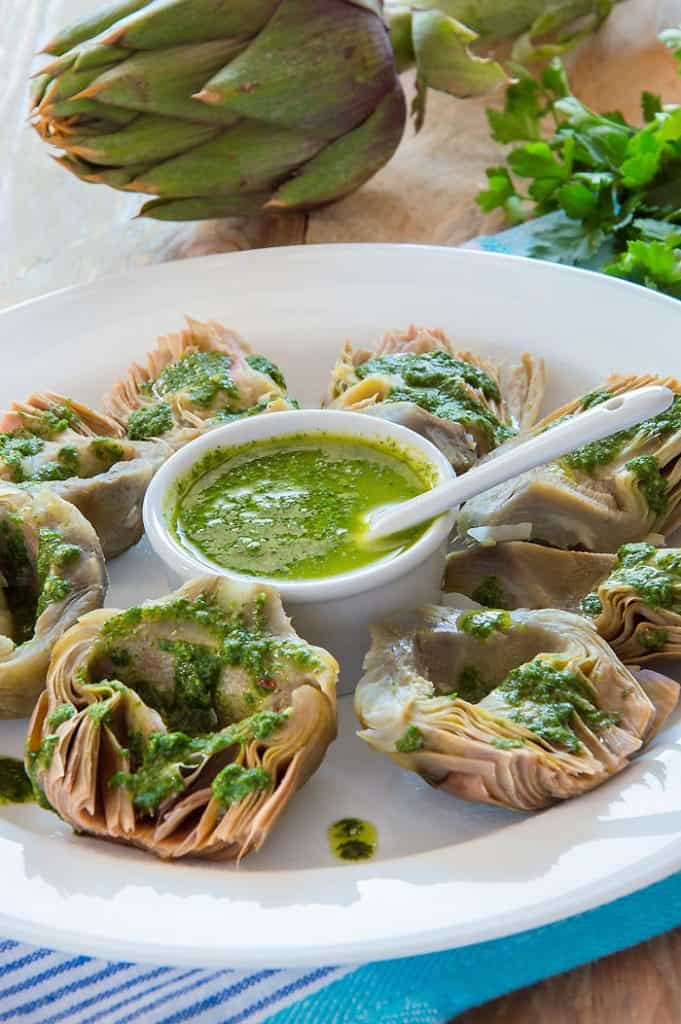 Steamed Artichokes with Dipping Sauce Italian Recipe Book