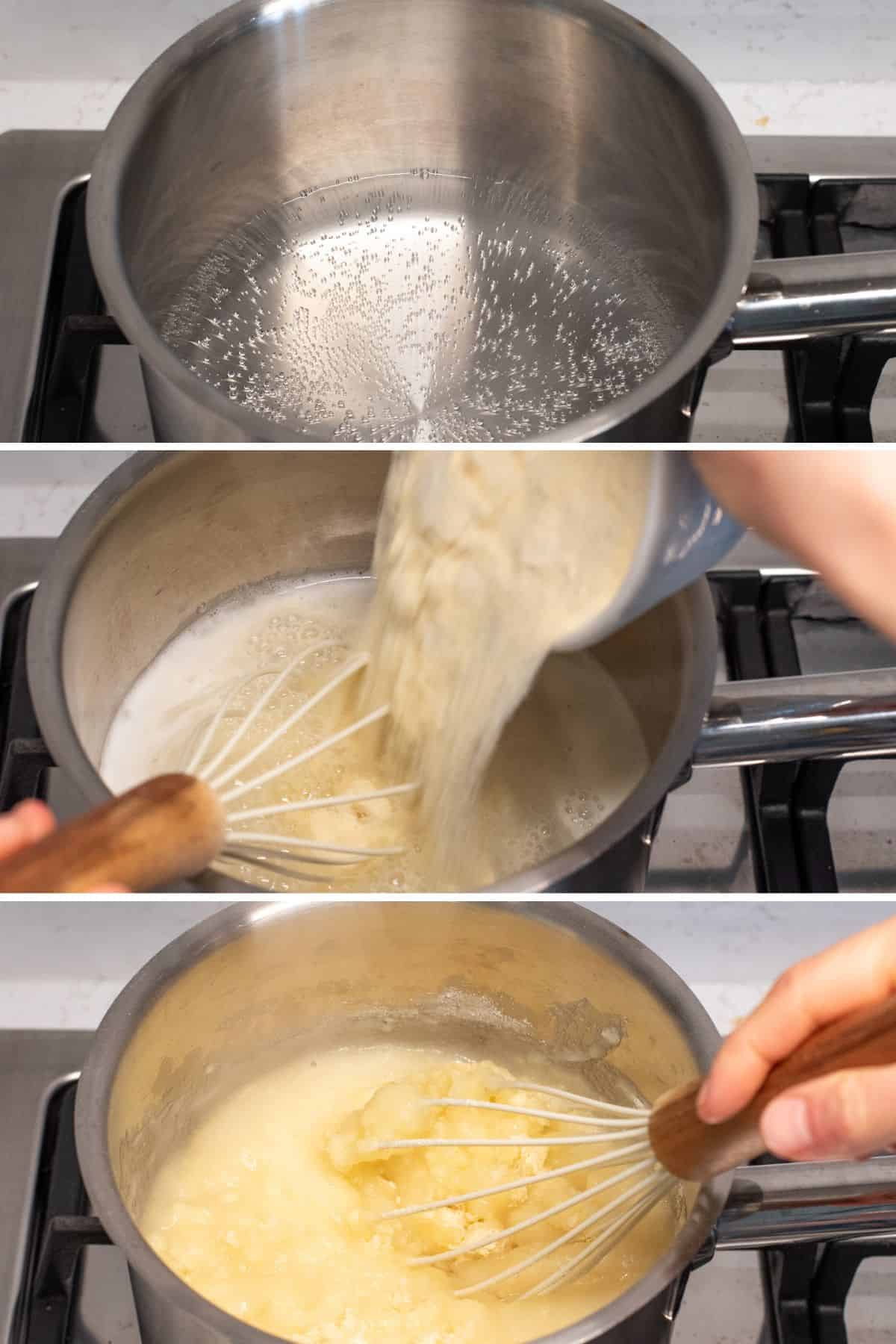 Cooking semolina from the cream filling.
