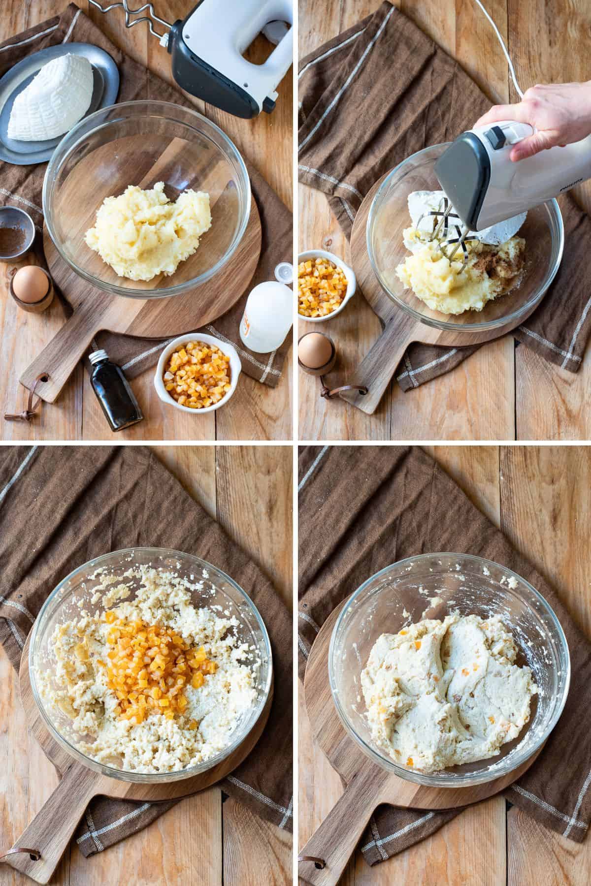 Putting together ricotta cream filling.