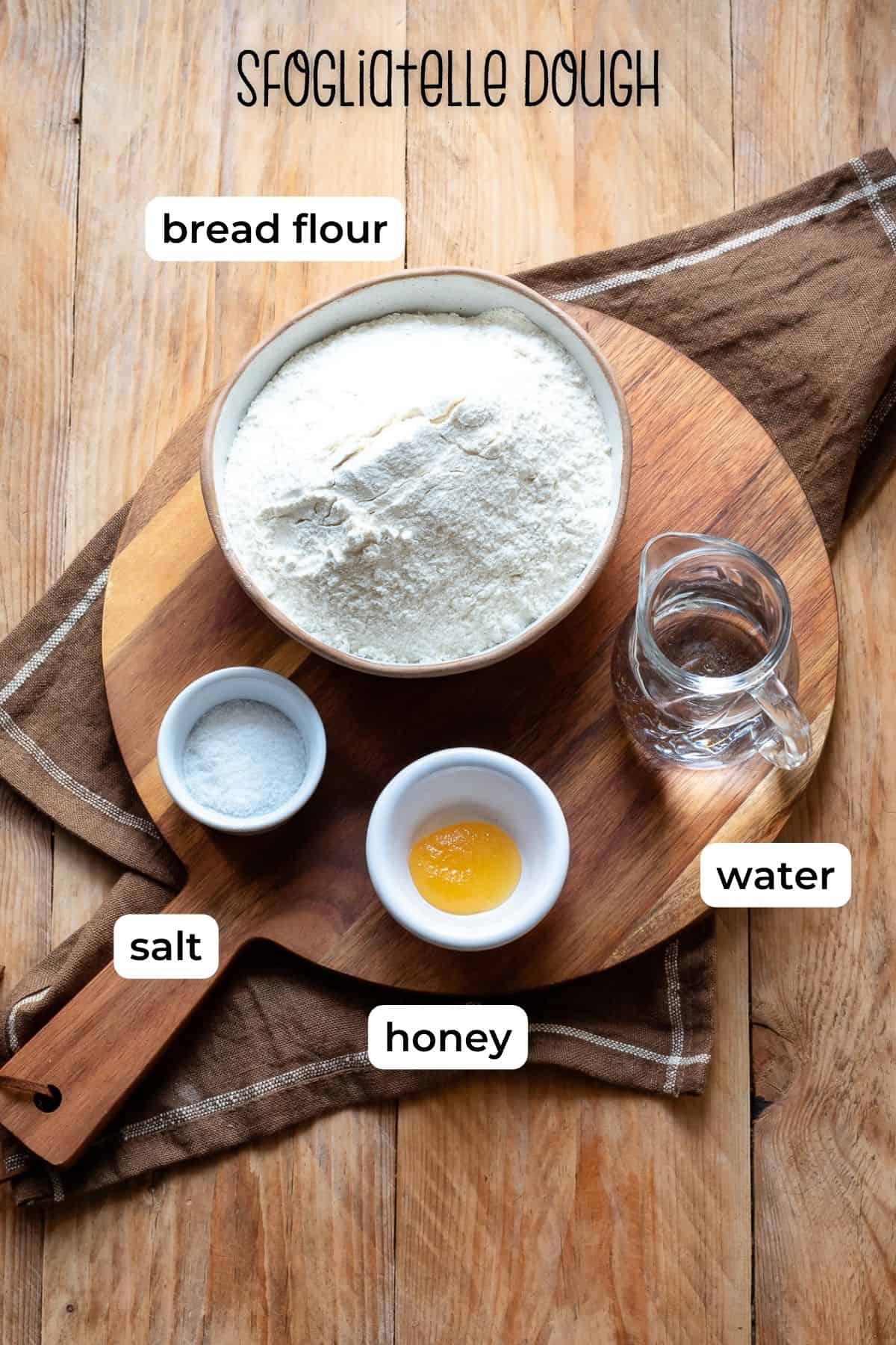 Ingredients for sfogliatelle dough.