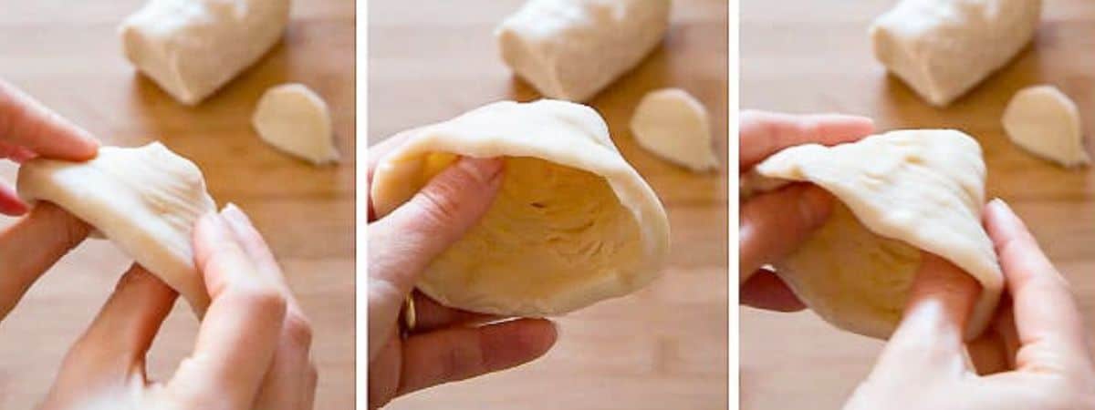 Shaping sfogliatelle.