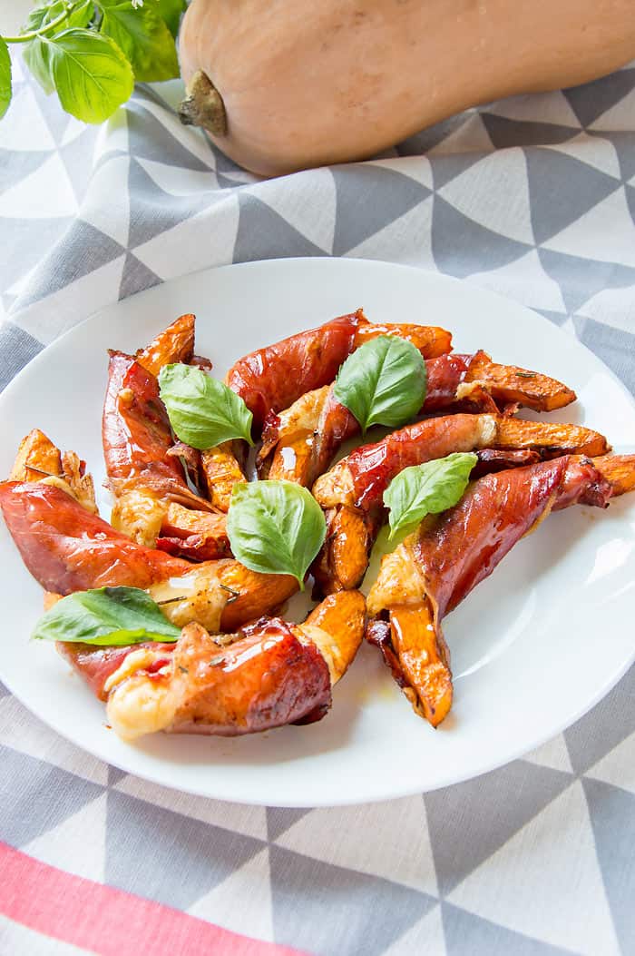 Balsamic & Honey Glazed Pumkin Wedges {with Speck & Cheese}