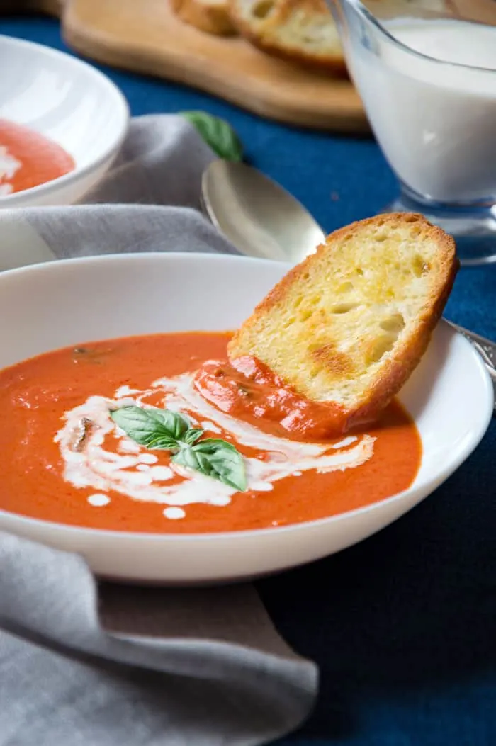 Tomato & Basil Soup {Light, Creamy, Super Easy!!}