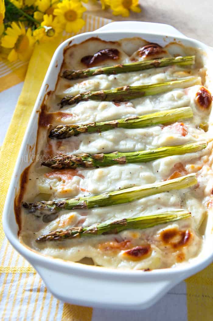 Creamy Asparagus Casserole w/ Salmon & Potatoes