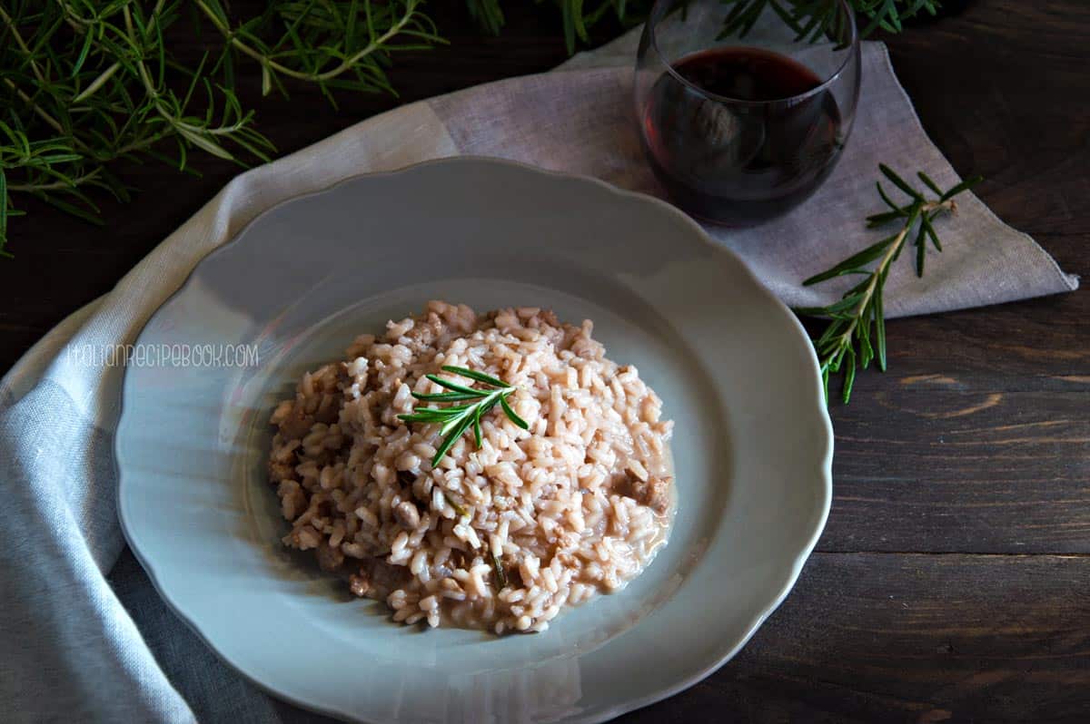 Red Wine Risotto With Italian Sausage & Rosemary