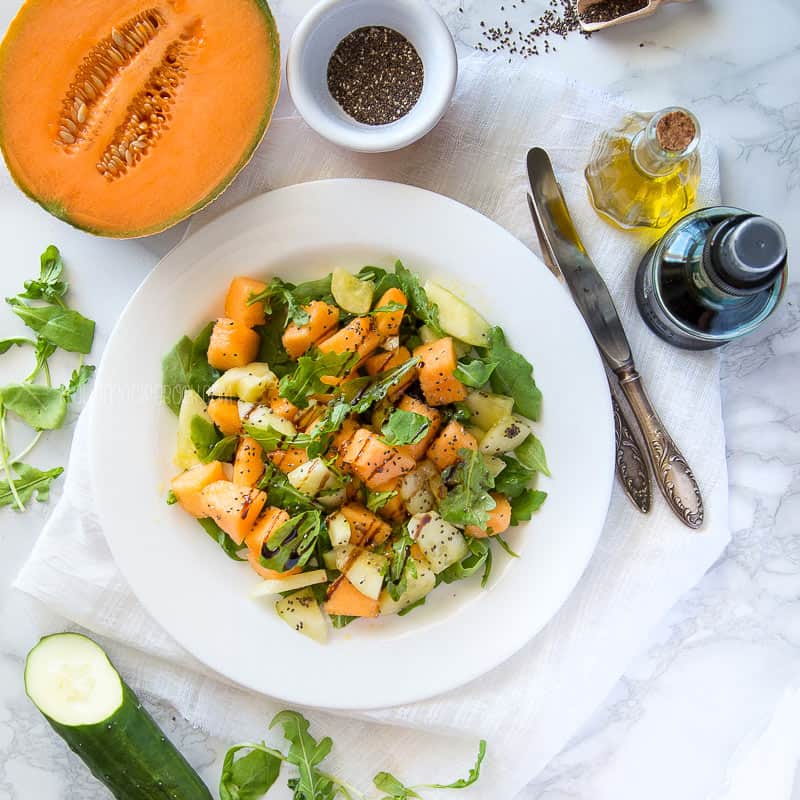 Summer Melon & Cucumber Salad {Juicy, Crunchy, Refreshing!})