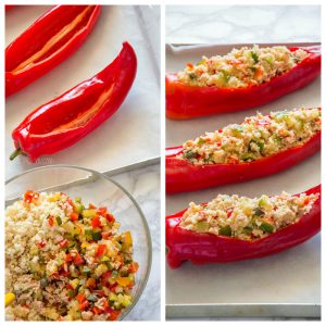 Couscous Stuffed Peppers {Veggies + Tuna}