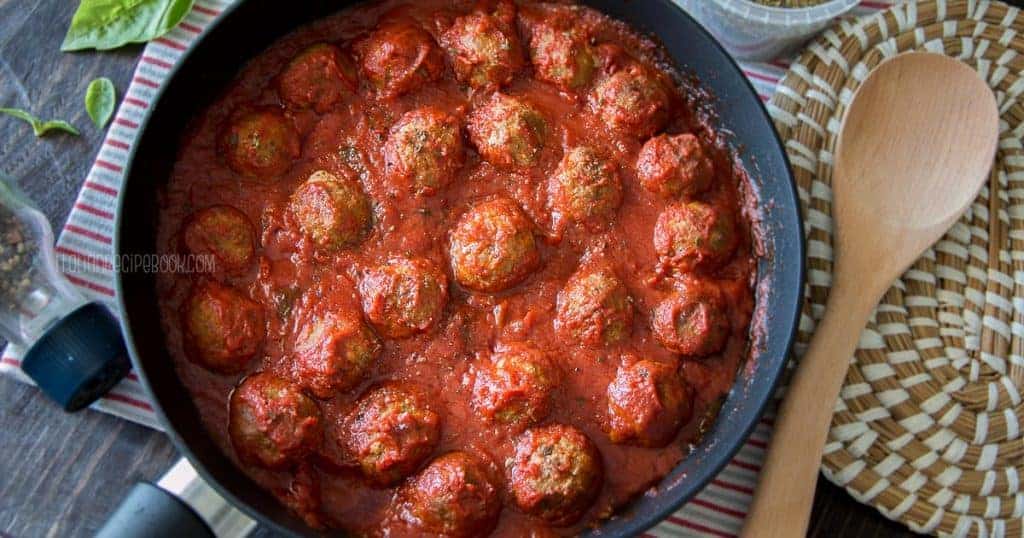 Polpette Italian Meatballs in a pan