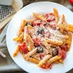 Penne Pasta with Roasted Cherry Tomatoes & Black Olives