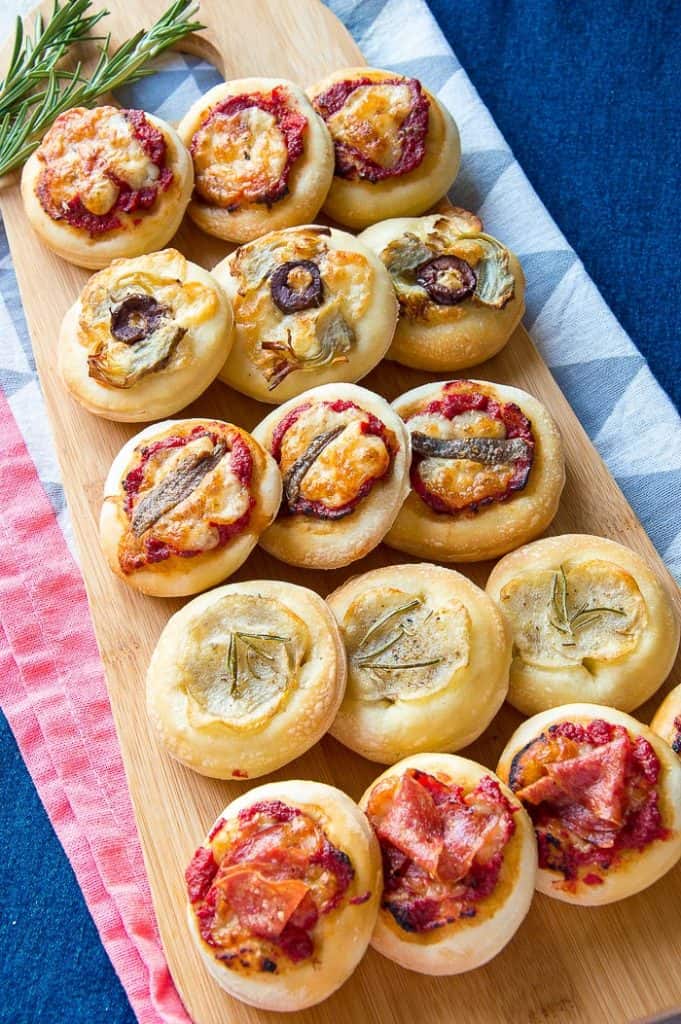 Pizzette - Mini Pizza Bites With Assorted Toppings - Italian Recipe Book