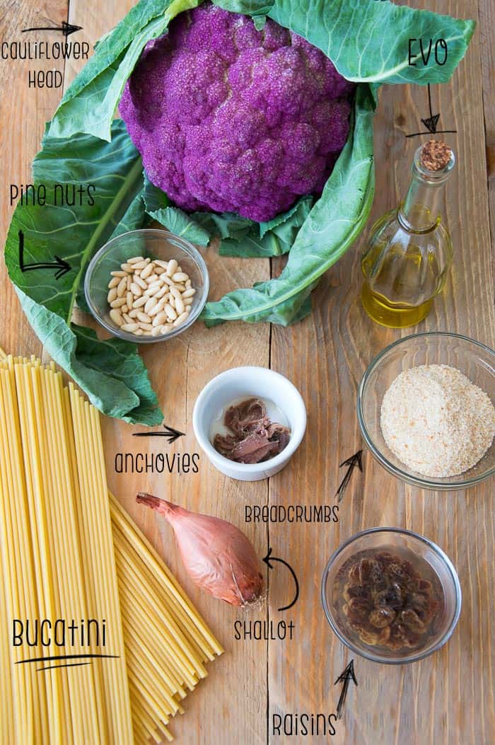Pasta With Cauliflower Sicilian Style {Ingredients}
