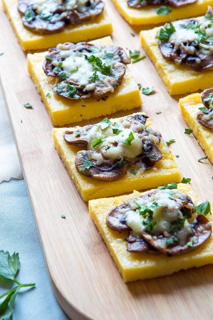 Polenta Bites with Mushrooms and Cheese!