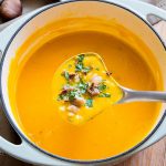 Creamy Pumpkin Soup With Mushrooms & Chestnuts