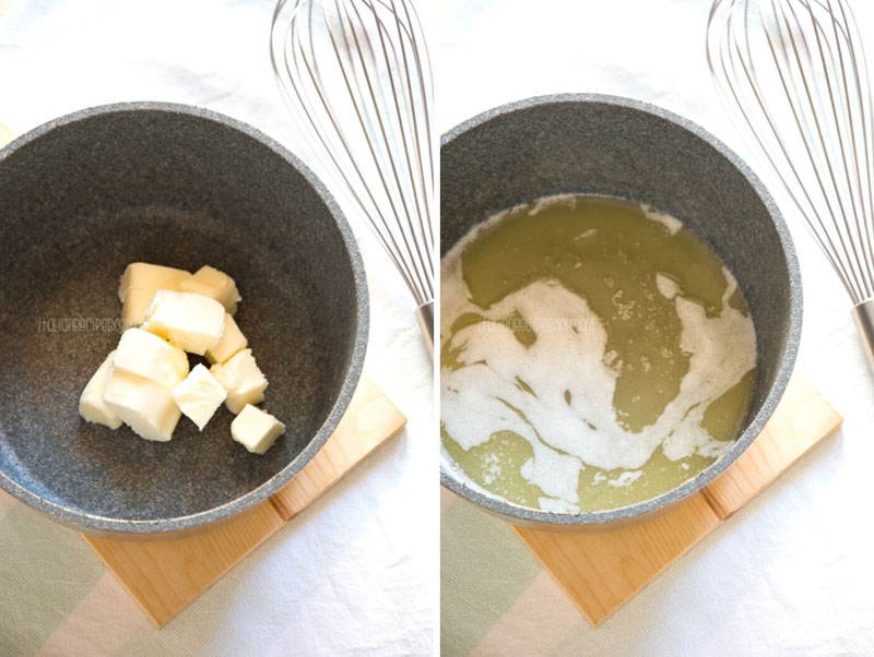 Process of making bechamek sauce - step 1 - butter and flour