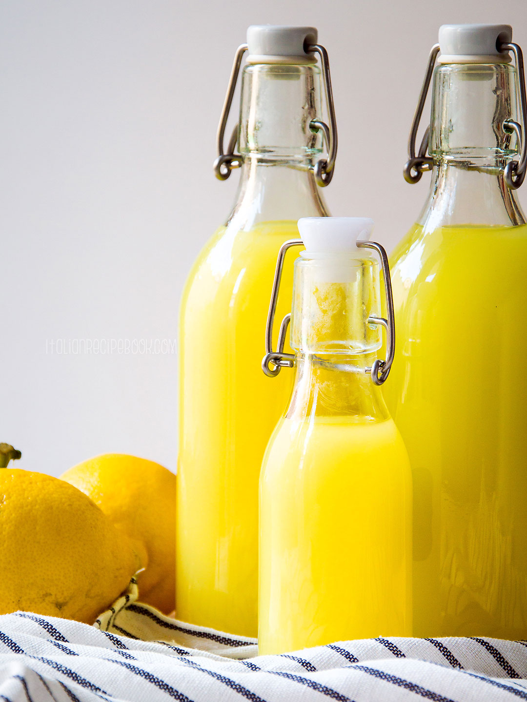 Bottles of homemade limoncello