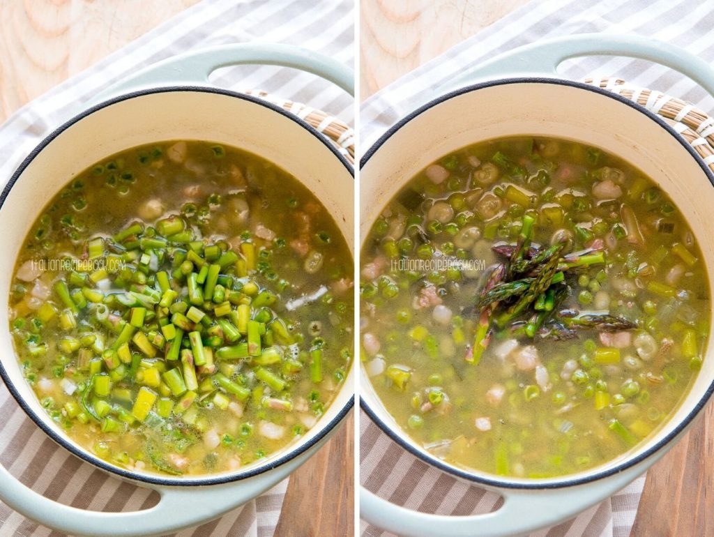 making italian spring soup - asparagus